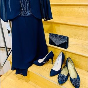 Navy Blue After 5 Evening Outfit W/Shoes & Purse